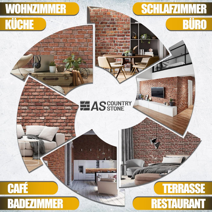 AS Country Stone - Wandverkleidung Steinoptik - Einfache Montage - Wandpaneele Steinoptik für Innen-