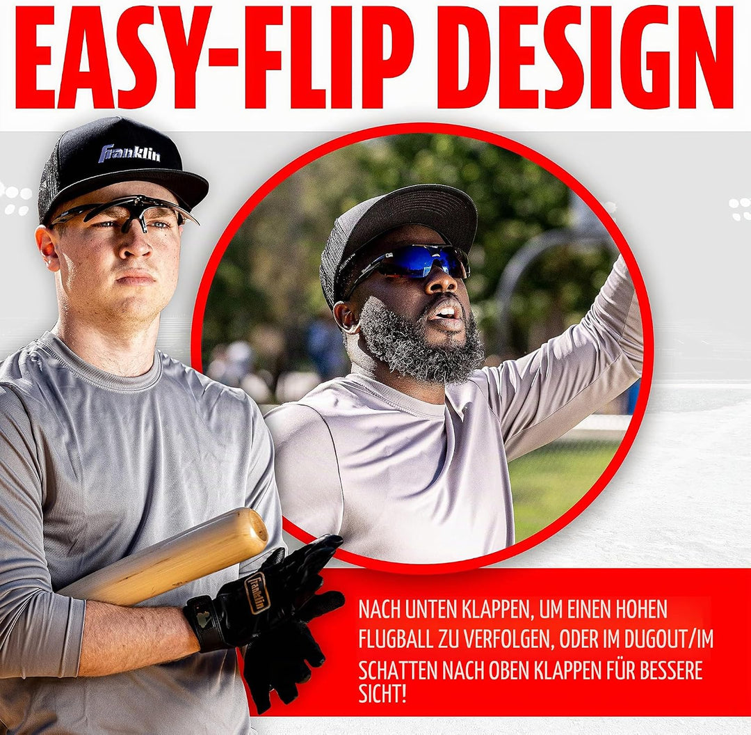 Franklin Sports MLB - Flip Up Baseball + Softball Sonnenbrille für Kinder + Erwachsene - Leichte Spo