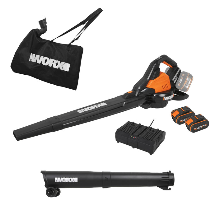 WORX WG583E Akku-Laubbläser/Laubsauger 40V – 3-in-1 Multifunktion zum Laub Zusammenkehren, Aufsaugen