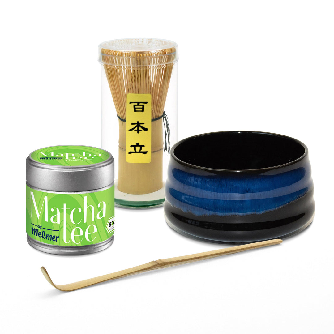 Messmer Matcha Tee Starter Set, 30g Dose Bio Matcha in Ceremonial-Qualität aus Japan, mit Matcha-Sch