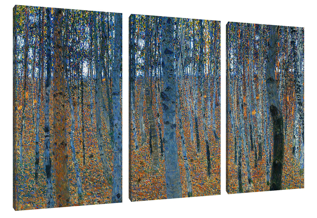 Gustav Klimt - Buchenwald I als Leinwandbild 3 teilig / Grösse: 120x80 cm / Wandbild / Kunstdruck /