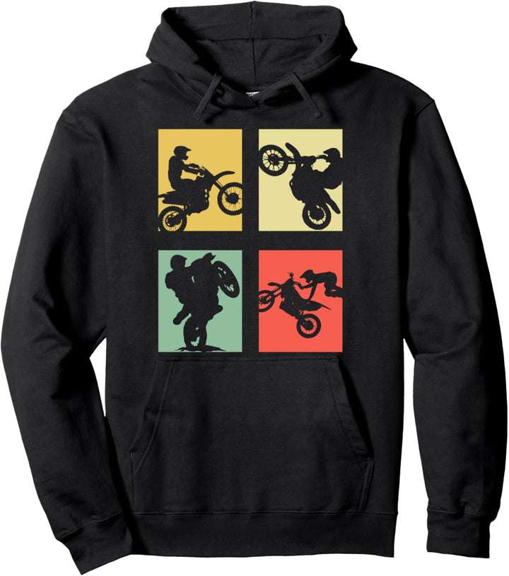 Retro Motocross Biker Dirt Bike - Vintage Supercross Pullover Hoodie