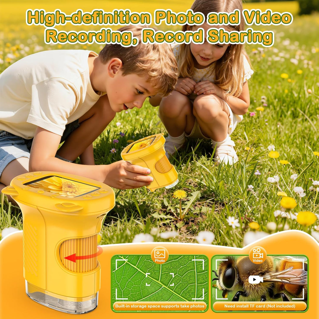 Digitales Mikroskop für Kinder,Hand Mikroskop Digital mit 2.4 Zoll Bildschirm 200x Taschenmikroskop,