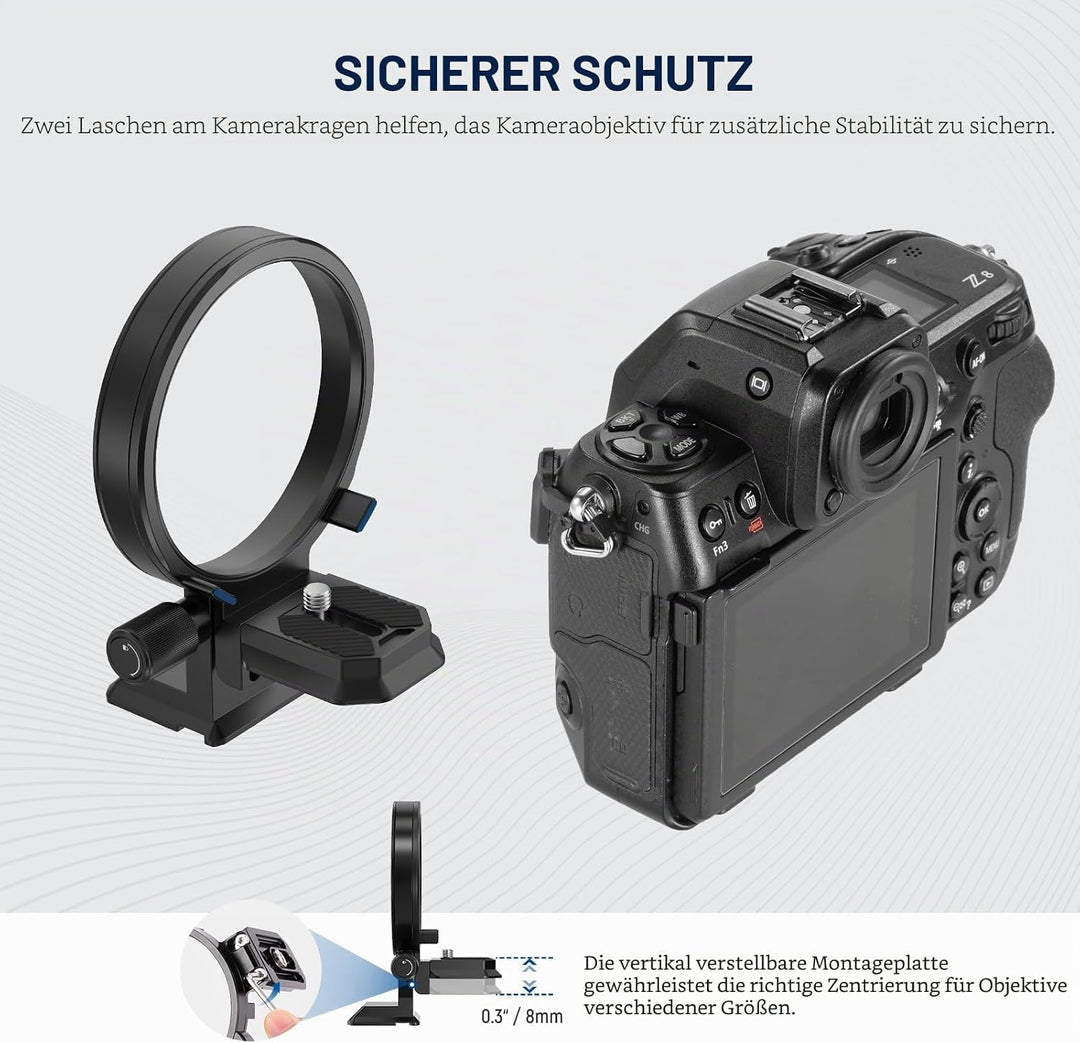 Neewer Drehbare Kragenhalterungsplatte für Nikon Z8 Z7 II Z6 II Z5 FTZ II Adapter, schnelle horizont