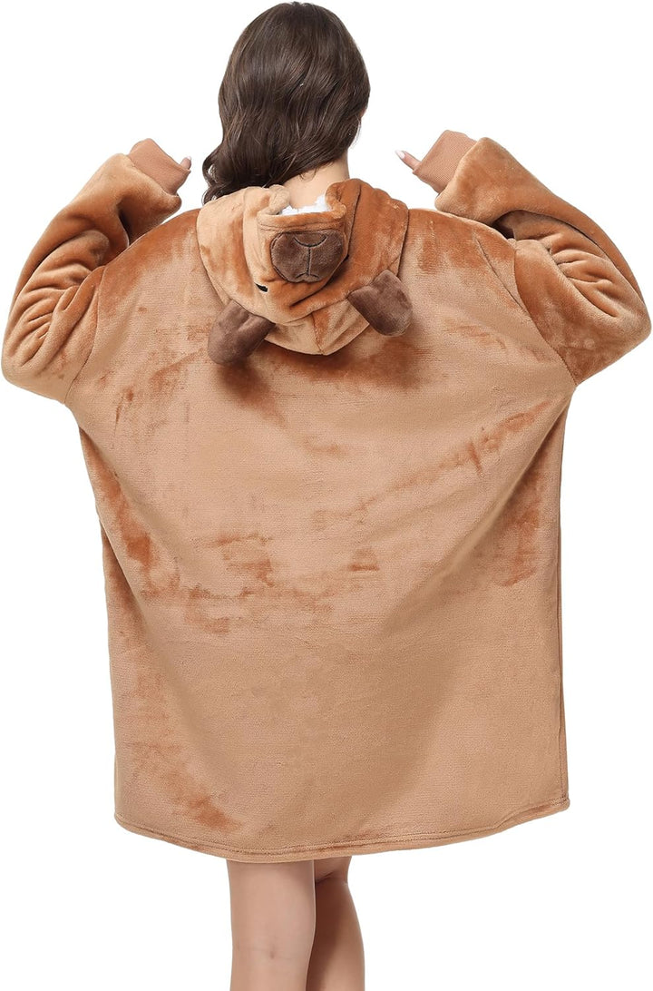 LATH.PIN Panda Übergrosse Decken-Hoodie Flanell mit Kapuze Pulloverdecke Sweatshirt Unisex Kapuzenpu