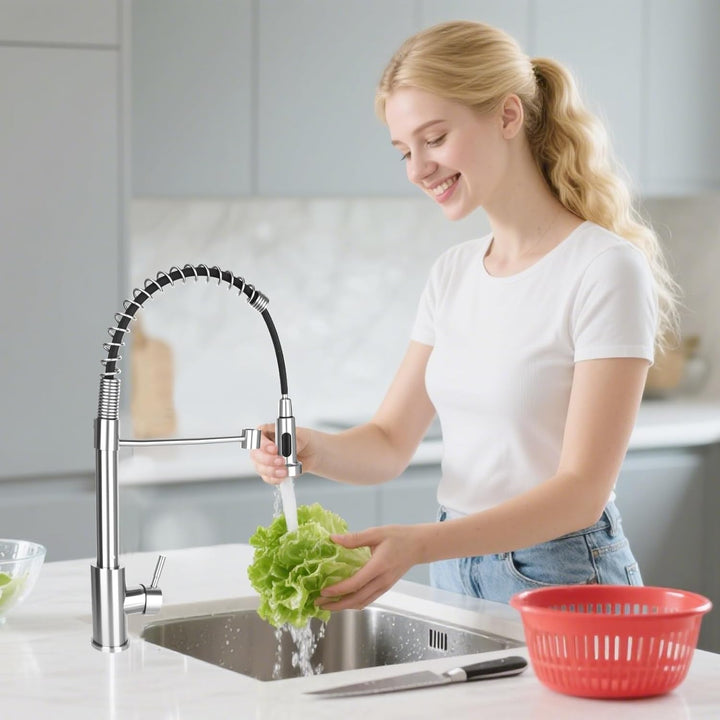 Wasserhahn Küche Edelstahl Herausziehbare, Niederdruck Küchenarmatur Herunterziehbare, Spiralfeder S