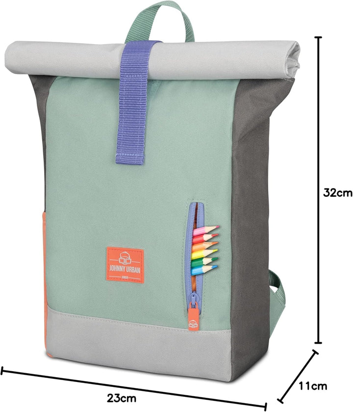 Johnny Urban Rucksack Kinder Jungen & Mädchen Mint - Junior Aaron - Kinderrucksack mit Brustgurt - A