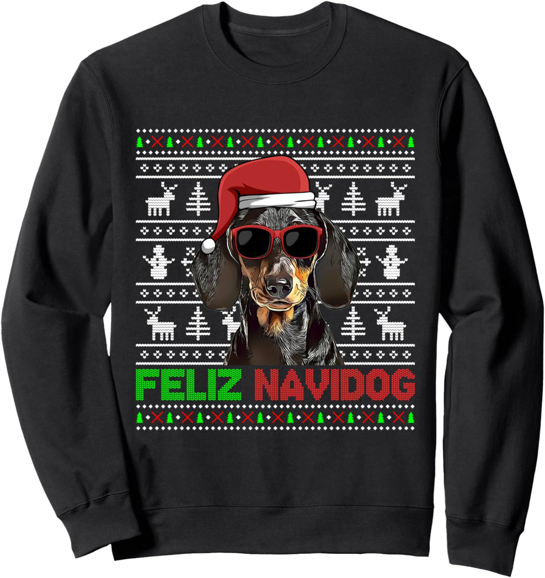 Navidog Dackel Hund Feliz Lustige Weihnachten Sweatshirt