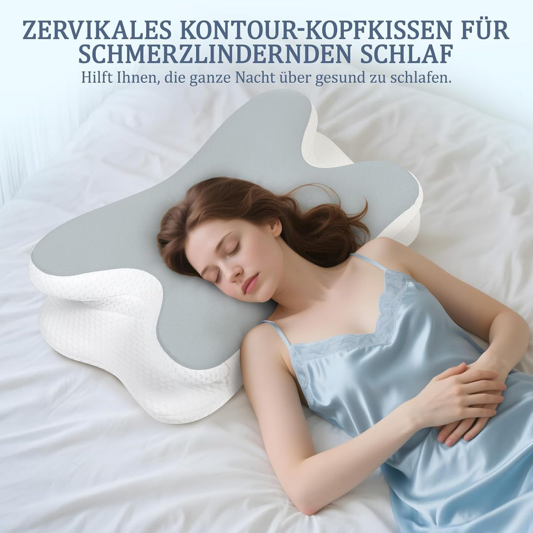Nackenkissen - Orthopädisches Kopfkissen aus Memory Foam, Ergonomisches Kopfkissen gegen Nackenschme
