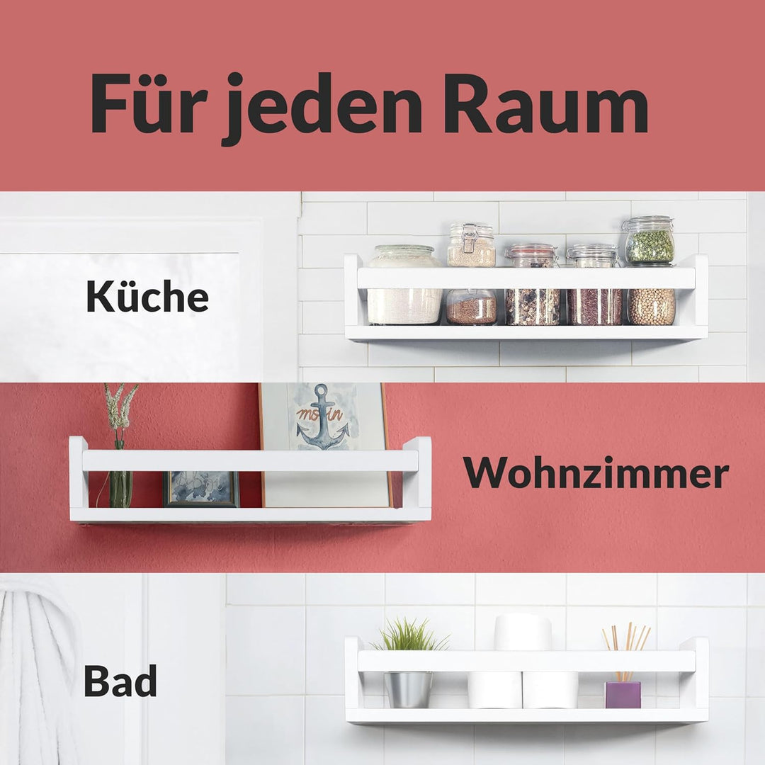 NATURE SUPPLIES Set mit 3 weissen Kinderzimmerregalen 58 cm, Massivholz, ideal für Bücher, Spielzeug