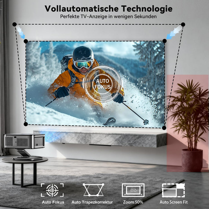 Smart Beamer Google TV 39000 Lume 4K Unterstützt Heimkino Projektor | 1800 ANSI Helligkeit, Full HD