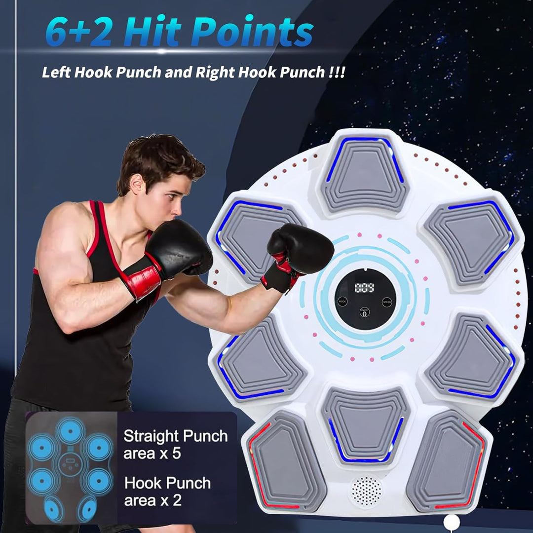 Music Boxing Machine für Erwachsene, Wandmontierte LED Licht Bluetooth Musikboxing Maschine Weiss-8