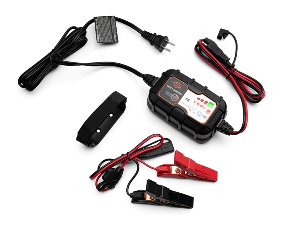 HARLEY-DAVIDSON 5.0 Amp Dual-Mode (6v, 12v) Motorrad Zubehör Batterie-Ladegerät - Inkl. Ladegeschirr