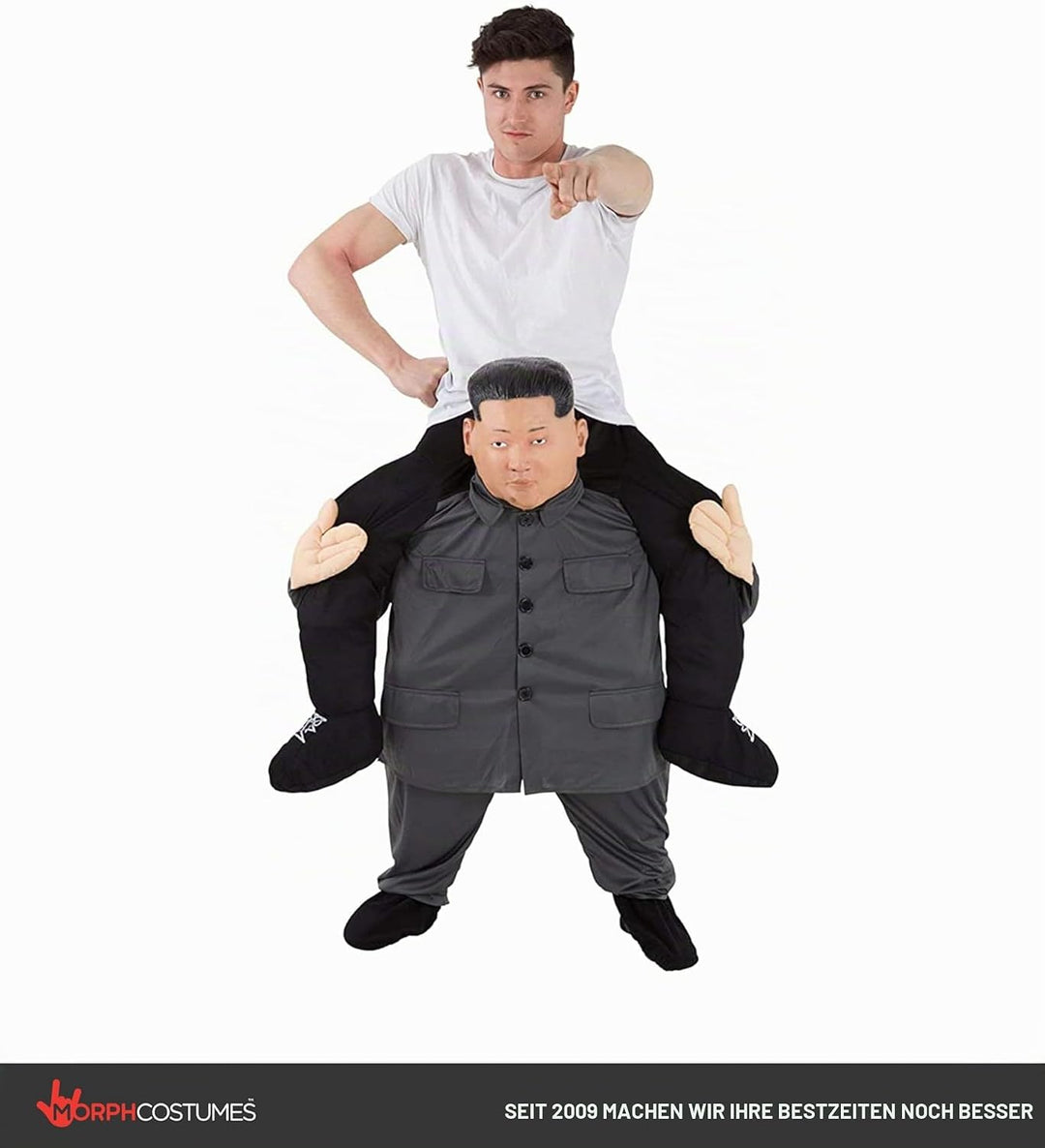 Morph Kim Jong Un Huckepack Kostüm für Erwachsene, Lustiges Faschingskostüm Damen Herren