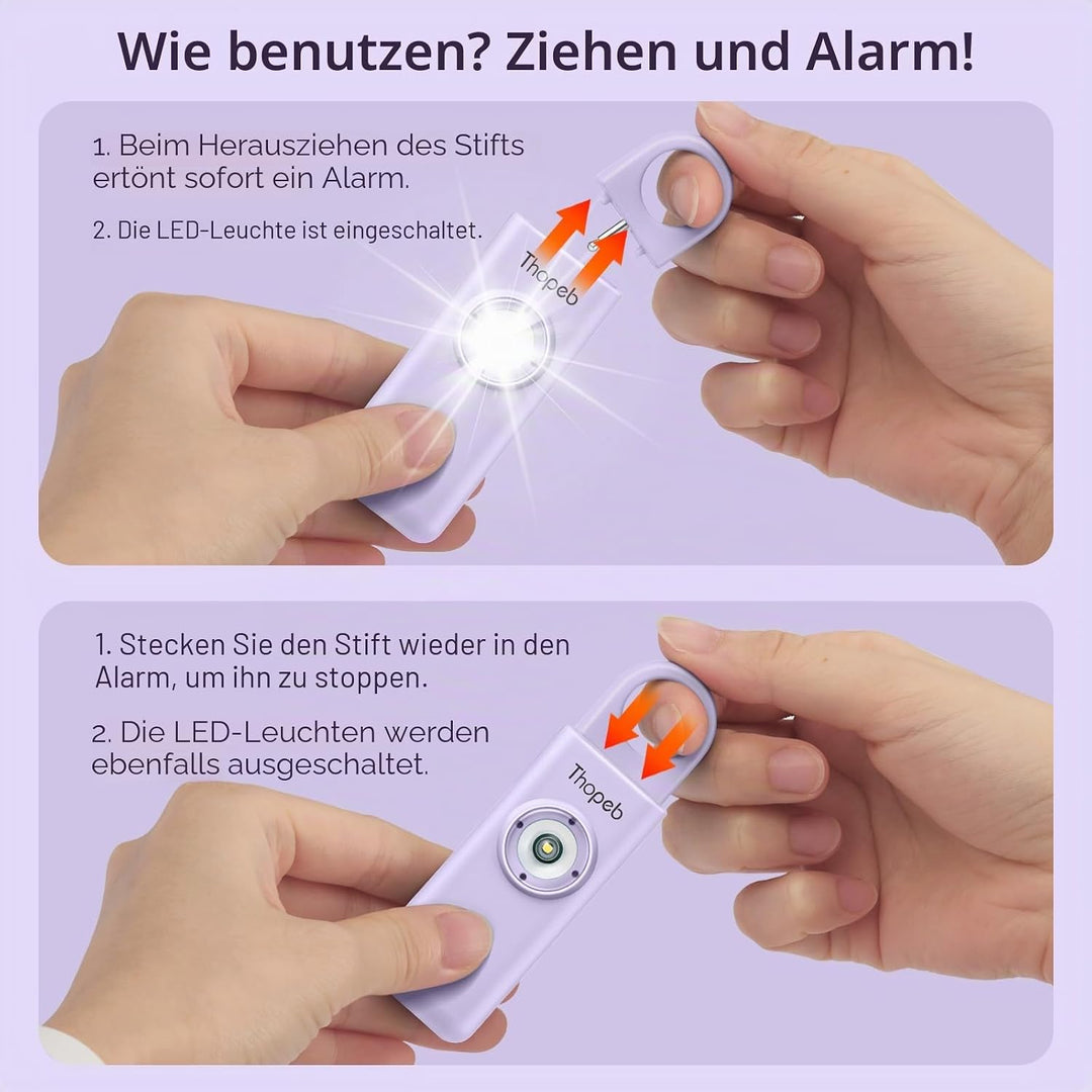 Thopeb® Birdie Persönlicher Sicherheitsalarm für Frauen – Selbstverteidigung Schlüsselanhänger – per