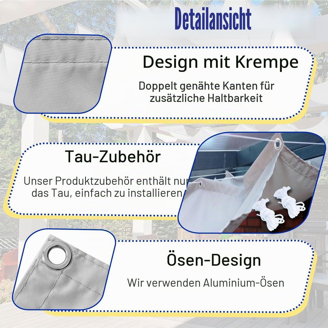 Einziehbares Welle Sonnensegel 0.6x3m, Verstellbare Pergola Markise mit wasserdichtem &amp; UV-beständig