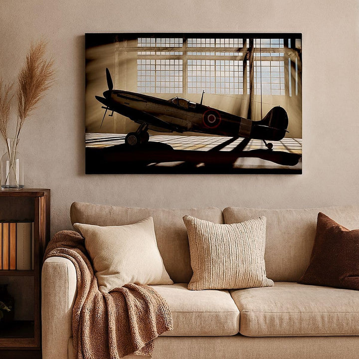 Bilder auf Leinwand 100x70cm Leinwandbild Airplain Hangar Flug historisch Gross Wanddeko Bild Schlaf