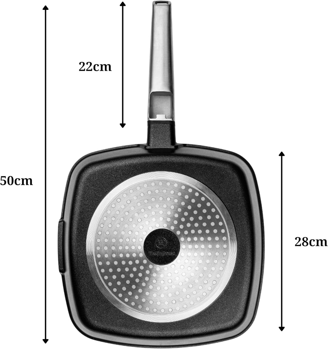Westinghouse PERFORMANCE SERIES Grillpfanne, Grosse Bratpfanne 28 cm mit Edelstahl-Griff für Indukti