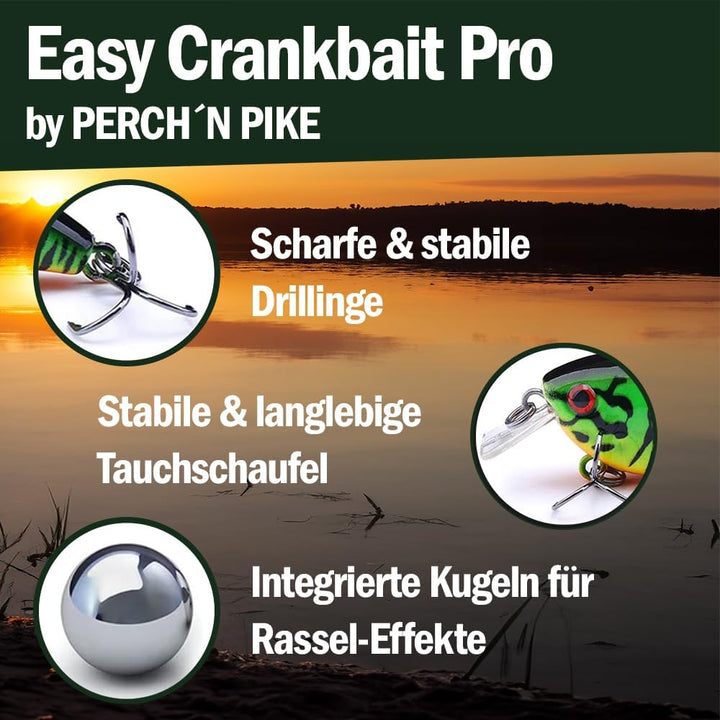 Crankbait 5er Set für Barsch, Hecht & Zander, 6g I 5,7cm schwimmend, Kunstköder Set für Spinnfischen