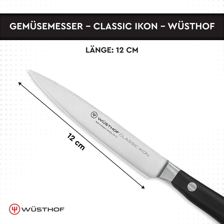 WÜSTHOF Classic Ikon Gemüsemesser 12 cm, Schwarz Schwarz 12
