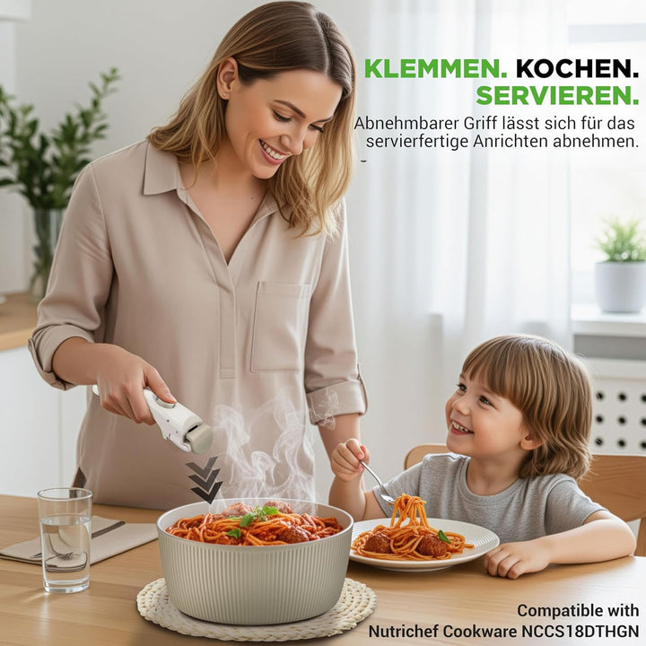 NutriChef Abnehmbarer Griff Ersatz für Topf | Ergonomisches, hitzebeständiges Design, Ein-Klick Druc