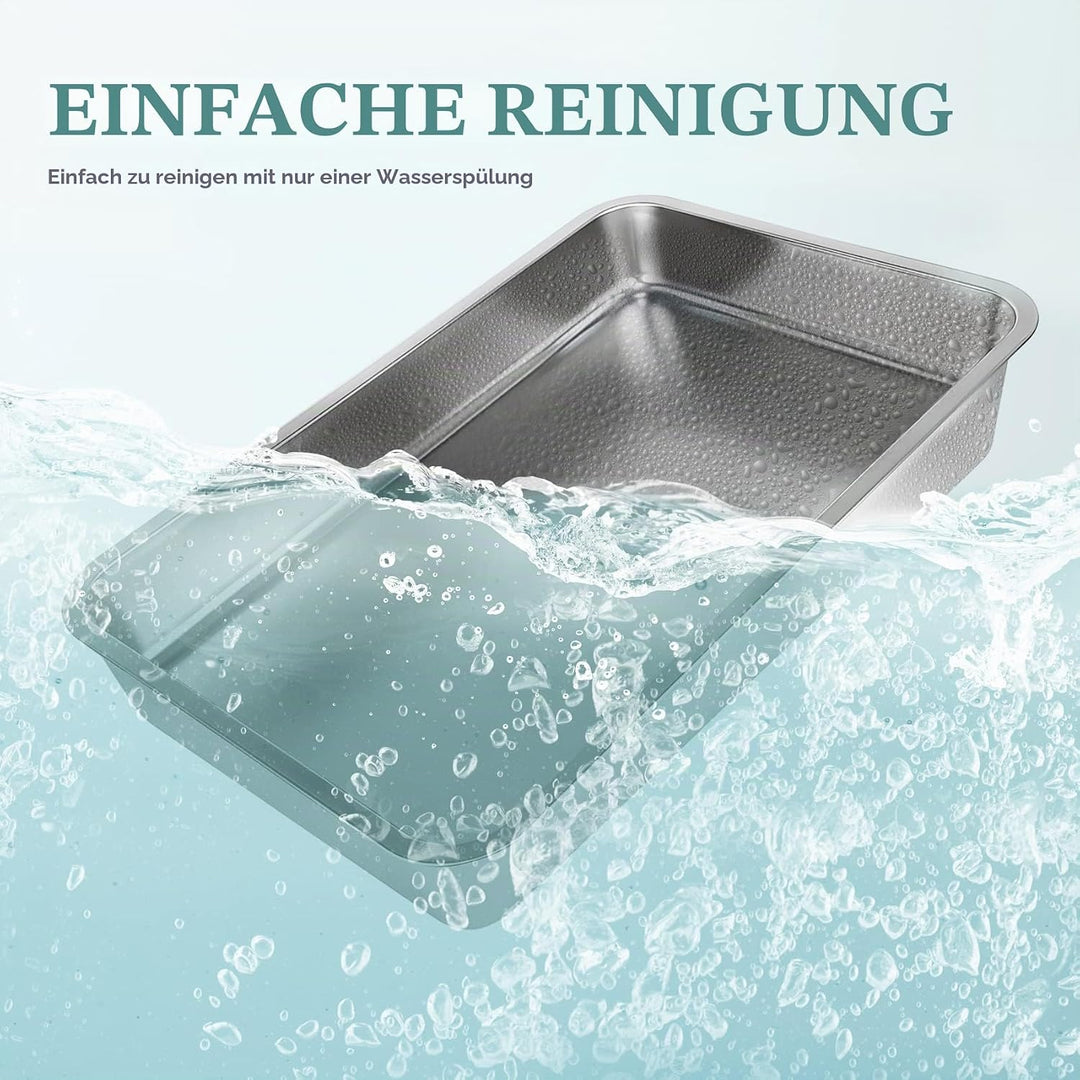IKITCHEN Grosse Katzentoilette Edelstahl(50×35×10cm), Litter Box Katzenklo, Katzen und Kaninchen Met