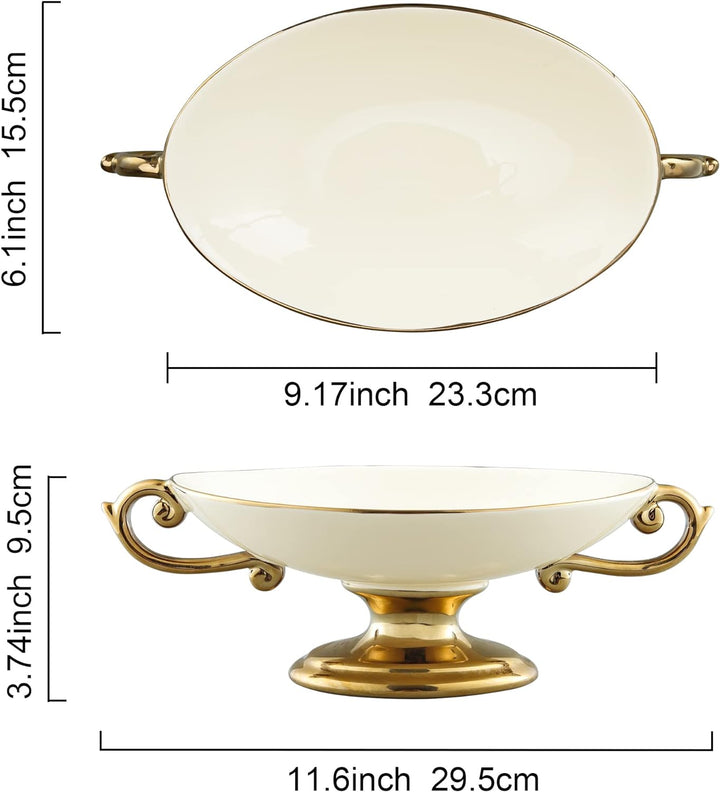 fanquare Weiss Porzellan Schale auf Fuss mit Goldrand, Tafelservice Essservice, Ideal als Desserttel