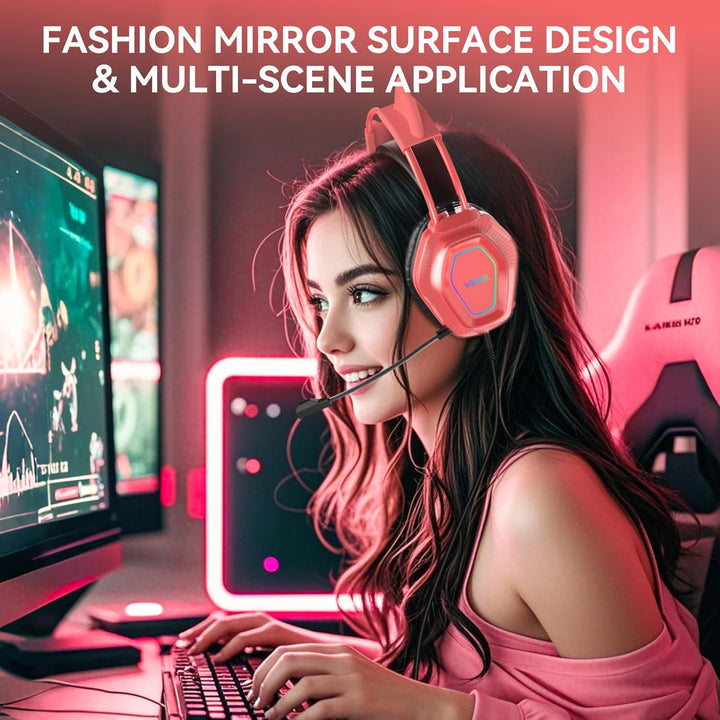 Wantak Katzenohr Kopfhörer mit Mikrofon – Kabel (3,5mm/USB) – Gaming Headset für PC/PS5/Xbox – Noise