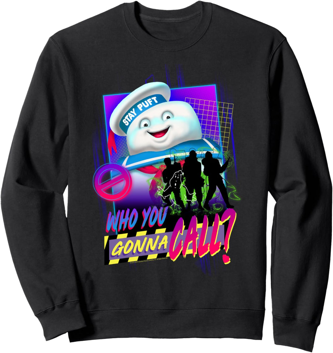 Ghostbusters Who You Gonna Call? Retro Neon Poster Sweatshirt