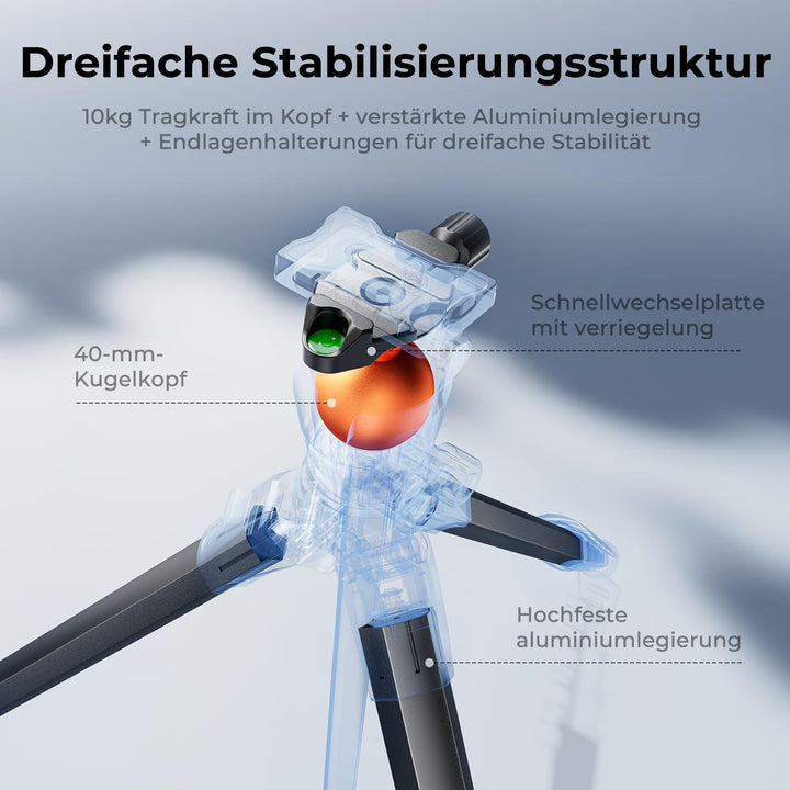 K&F CONCEPT Kamera Stativ Handy Stativ,187cm Kamerastativ, Tripod für Smartphone mit Handy Tablet Ha