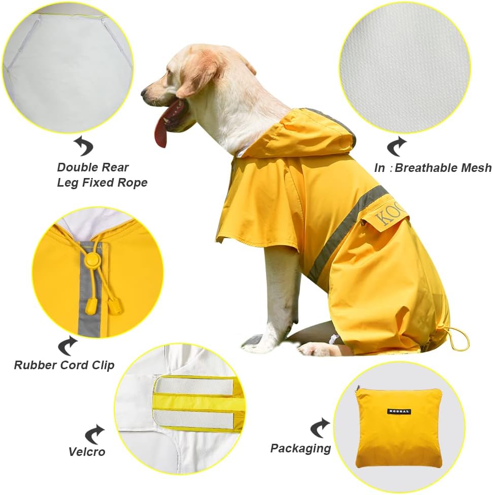 Grosse Hunde Regenjacken Mit Kapuze,Hunde Regenmantel,Mit Reflektierenden Sicherheitsstreifen, Wasse