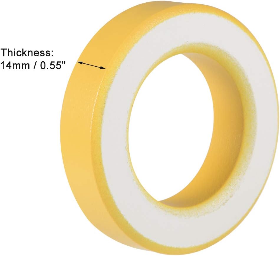 sourcing map 5 Stück 35.4 x 57.7 x 14mm Ferrit Ring Eisenpulver Toroid Kerne Gelb Weiss de