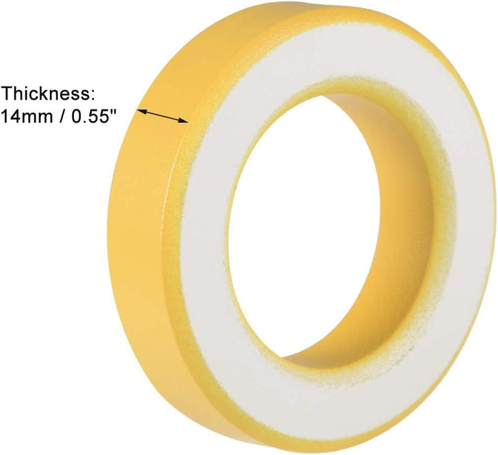 sourcing map 5 Stück 35.4 x 57.7 x 14mm Ferrit Ring Eisenpulver Toroid Kerne Gelb Weiss de