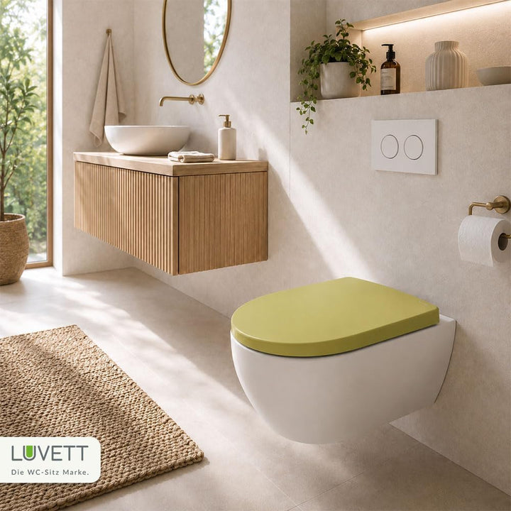 LUVETT® WC-Sitz mit Absenkautomatik C100 oval universell, Toilettendeckel mit 3 Edelstahl Montagelös