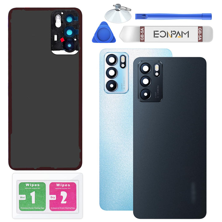 Eonpam Akkudeckel für Oppo Reno6 5G Rückseite Glas Original Backcover Back Glas Ersatz Reparatur Set