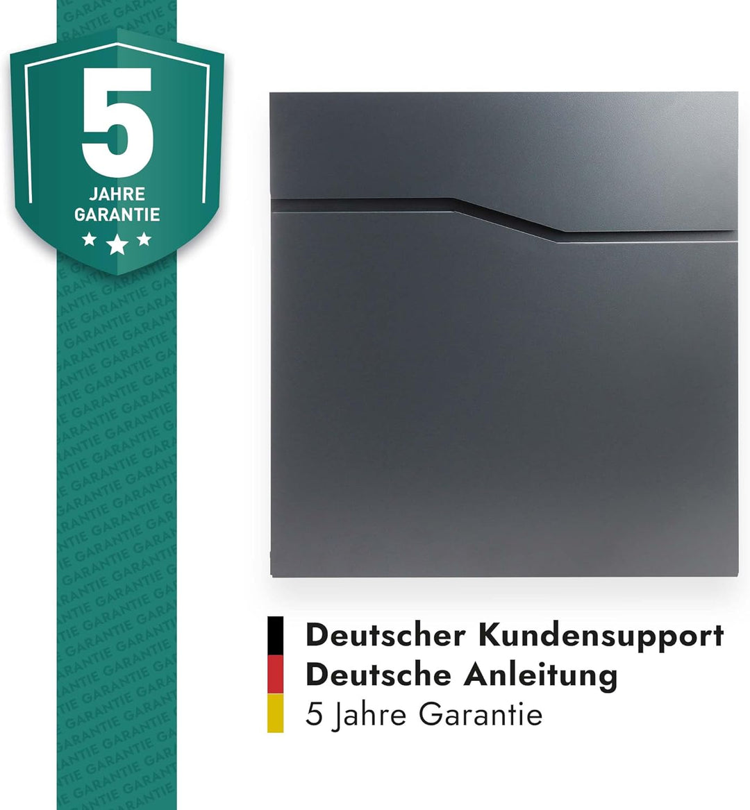 Forgard wetterfester Briefkasten mit Zeitungsfach, Briefbox, Zinkstahl Wandbriefkasten mit Schloss,