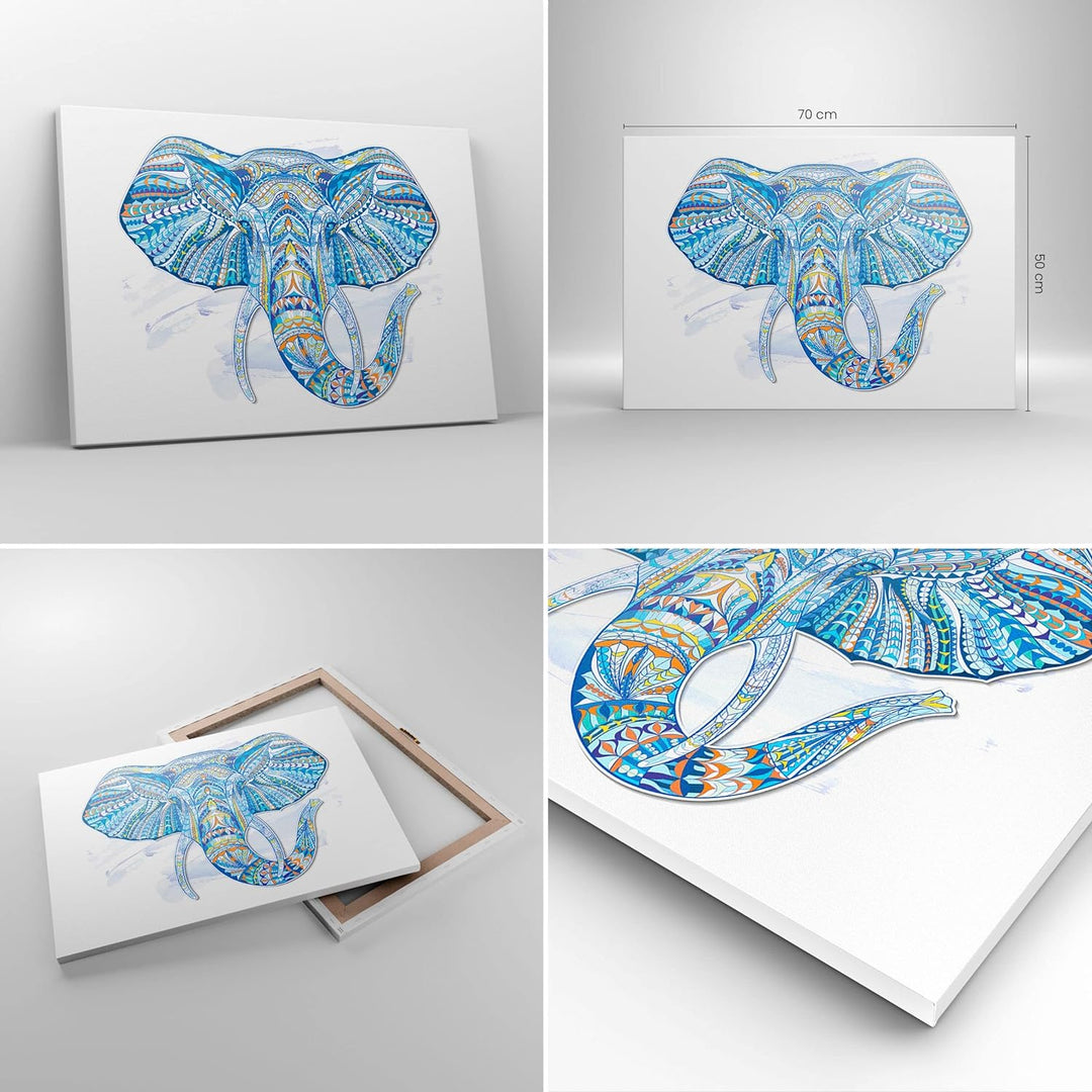 Bilder auf Leinwand Elefant Muster Tierwelt Afrika Leinwandbild 70x50cm Wandbilder Dekoration Wohnzi