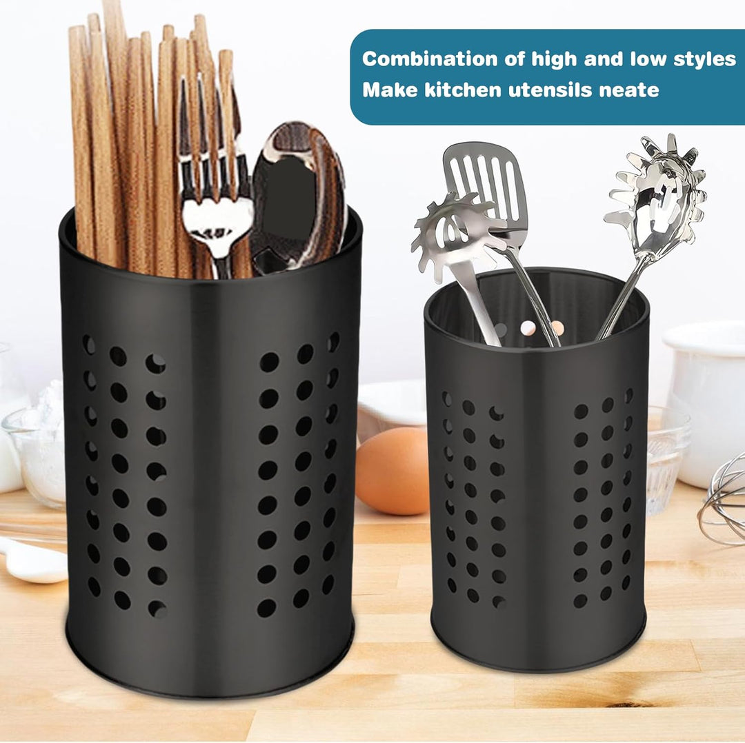 2 Stück Edelstahl Küchenutensilienhalter: Utensilienhalter Küche, Besteckkorb Tisch, Besteckabtropfk