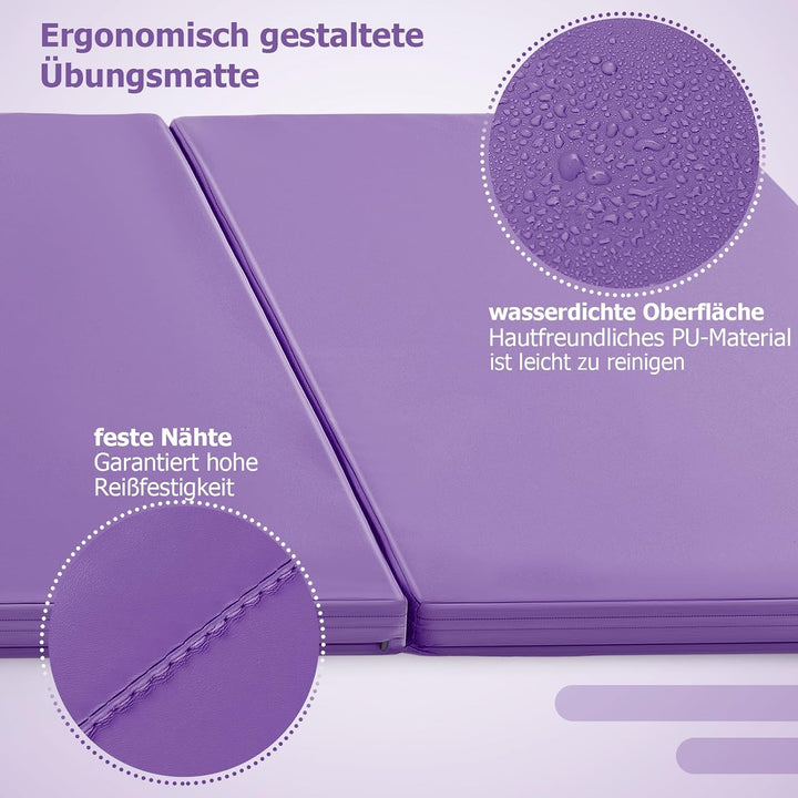 GOPLUS Turnmatte klappbar, 300×117×5cm Weichbodenmatte mit 2 Tragegriffen & Klettverschlüssen, Gymna