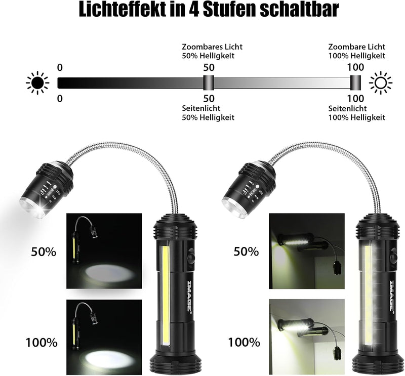 IMAGE Grill Licht 2 Stück magnetische Grilllampe mit Seitenleuchte 360° drehbare LED Beleuchtung für