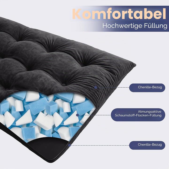 MAXYOYO Futon Matratze, Chenille-Stoff, 15cm Dick Bodenmatratze Verwendbar als Schlafsofa, Geknöpft