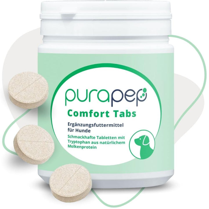 purapep Comfort Hunde Tabs - Natürliches Beruhigungsmittel mit Tryptophan, Magnesium und B-Vitaminen