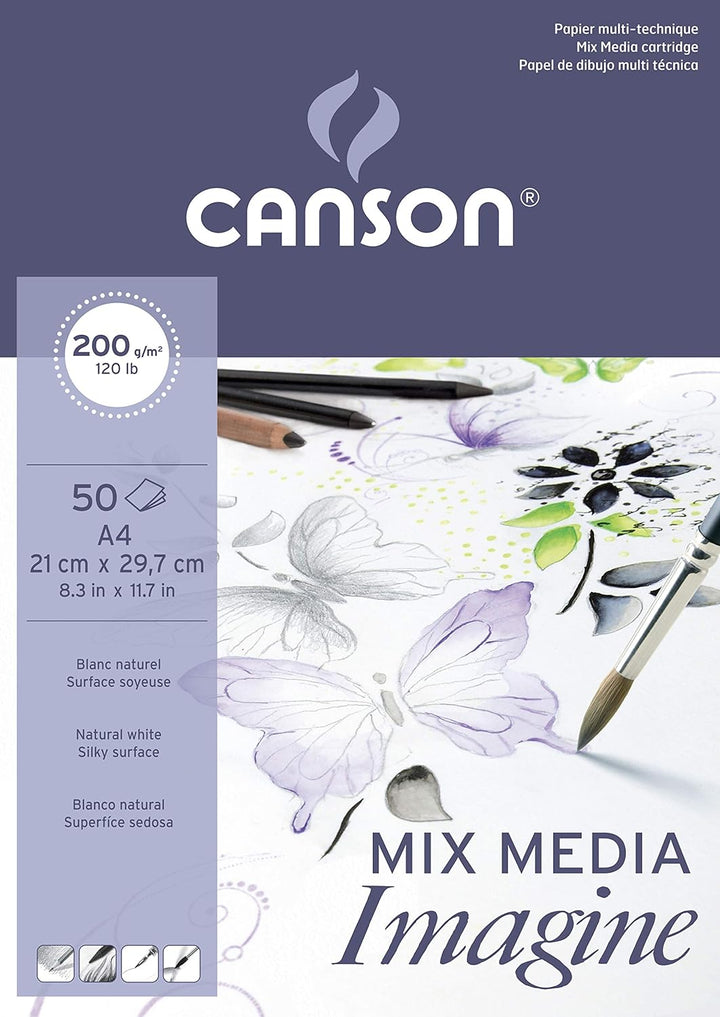 Canson 200006007 Imagine Mix-Media Papier, A3, rein weiss &amp; 200006008 Imagine Mix-Media Papier, A4,
