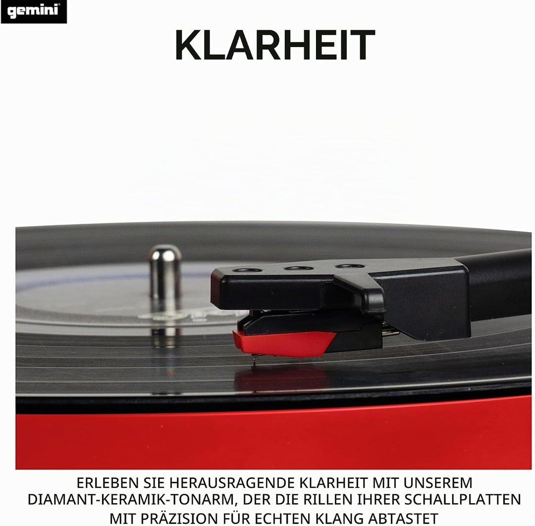 Gemini TT-900 - RED | Plattenspieler mit Soundsystem - Bluetooth - Komplettsystem