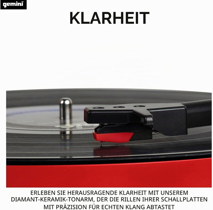 Gemini TT-900 - RED | Plattenspieler mit Soundsystem - Bluetooth - Komplettsystem