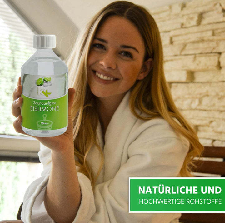 KK Sauna Aufguss Konzentrate PREMIUM - Made in Germany - Duftsorte Eislimone- 500 ml Flasche - Welln