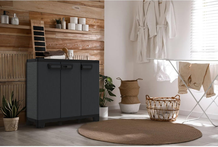 Terry - Ardesia 102B, Schrank mit 3 Türen, vertikaler Trennwand, 1 verstellbarem Regalboden, Steinop