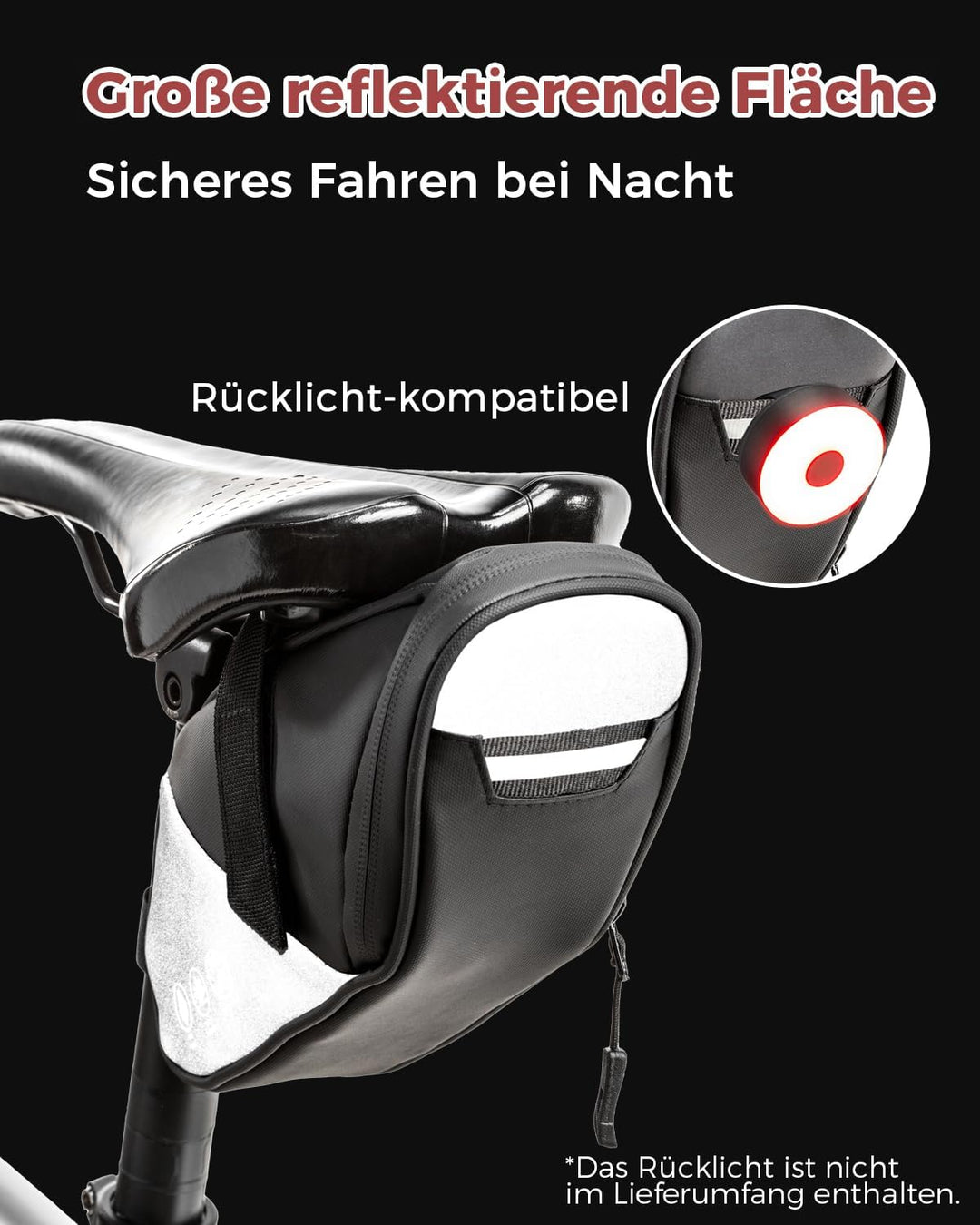 Fahrrad Satteltasche 1L, Wasserabweisende Fahrradtasche mit 3 Netztaschen, Unter dem Sitz Tasche für