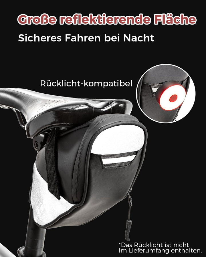 Fahrrad Satteltasche 1L, Wasserabweisende Fahrradtasche mit 3 Netztaschen, Unter dem Sitz Tasche für