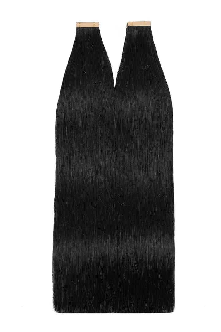 HotLulana Tape Extensions Echthaar 40stück 80g Jet Schwarz Skin Weft Extensions echthaar 100% Natürl